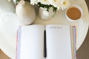 Small Faux White Leather Journal with Snap Closure